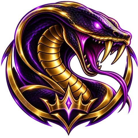Logo ByCobra : cobra violet et or couronné